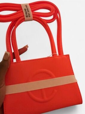Telfar Coral-Red Mini Shopper with Removable Strap